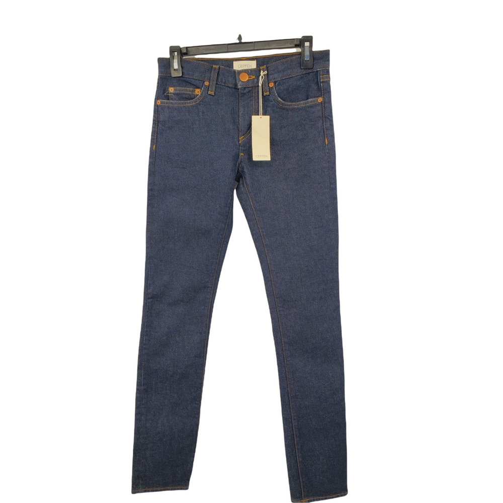 Crippen Womens Straight Leg Jeans Blue Stretch Dark Wash Mid Rise USA 24 New